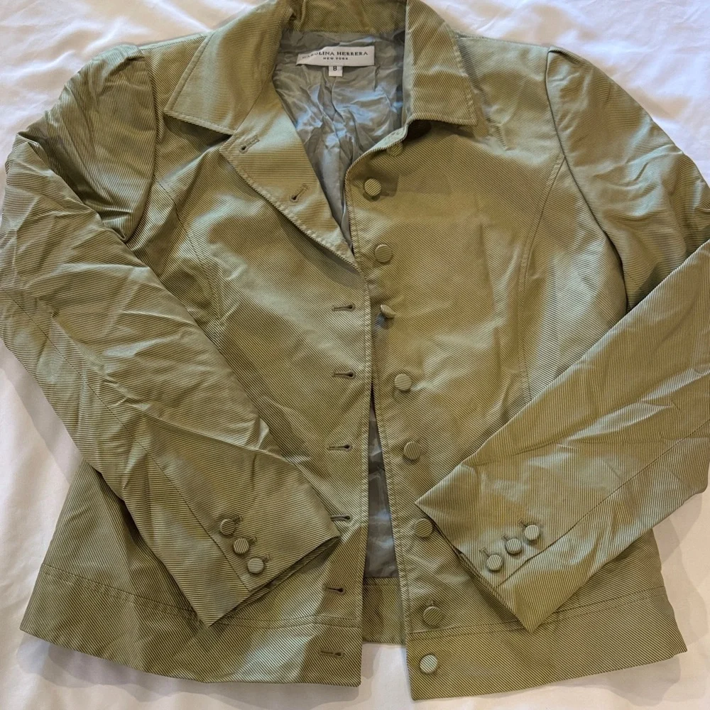 Carolina Herrera Light Olive Jacket 8 - Picture 1 of 8